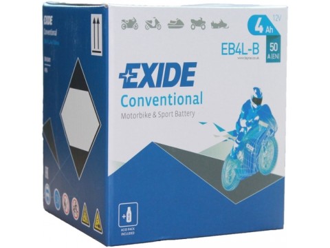 Exide EB4L-B 12v 4Ah Wet Motorcycle Battery Exide Motorcycle