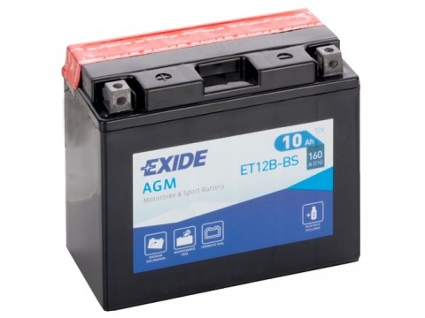 Exide ET12BBS 12v 10Ah AGM Motorcycle Battery (YT12B4) Exide Motorcycle