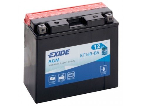 Exide ET14B-BS 12v 12Ah AGM Motorcycle Battery (YT14B4) Exide Motorcycle