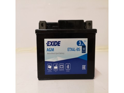Exide ETX4L-BS 12v 3Ah AGM Motorcycle Battery Exide Motorcycle (ETX4LBS) Exide ETX4L-BS 12v 3Ah AGM Motorcycle Battery Exide Motorcycle (ETX4LBS)