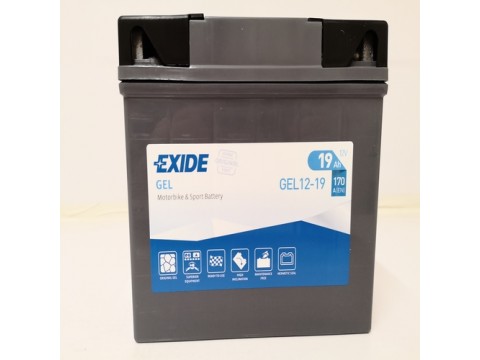 Exide Gel 12-19 12v 19Ah Motorcycle Gel Battery (YT19BL-BS) (12-19) Exide Motorcycle