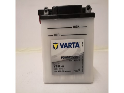 Varta YB3L-A Funstart Wet Motorcycle Battery (503 012 001) (YB3LA) 12V 3Ah Varta Funstart Wet