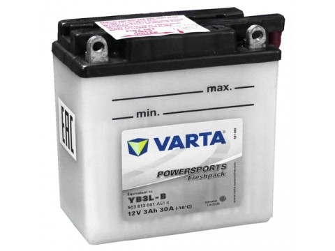 Varta YB3L-B Funstart Wet Motorcycle Battery (503 013 001) (YB3LB) 12V 3Ah Varta Funstart Wet