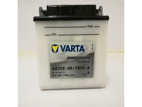 Varta YB7C-A Funstart Wet Motorcycle Battery (507 101 008) (YB7CA) 12V 7Ah Varta Funstart Wet
