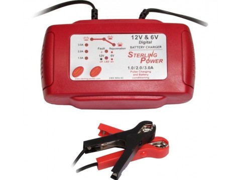 Sterling 6V & 12V 3A Portable Battery Charger British (B123)  Sterling Chargers