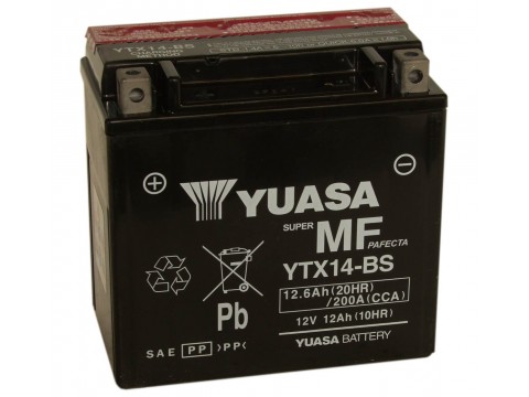Yuasa YTX14-BS 12V 12.6Ah Motorcycle AGM Battery 